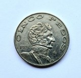 Mexic _ 5 Pesos 1973 _ km # 1080 _ cumpru nichel _ 33 mm diametru