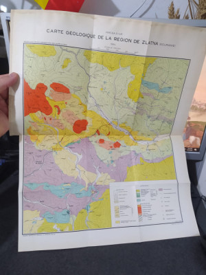 Carte Geologique de la Region de Zlatna, Roumanie, Mircea D. Ilie, 1934, 111 foto