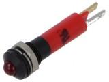 Lampă LED convexă roșie 12VDC &Oslash;8mm IP67 &Oslash;LED 5mm