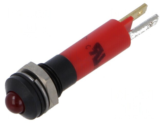 Lampă LED convexă roșie 12VDC &Oslash;8mm IP67 &Oslash;LED 5mm