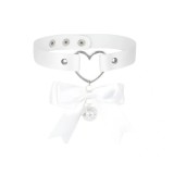 Choker Heart cu Fundita si Clopotel, Alb, Mokko Toys