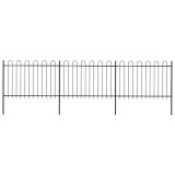 vidaXL Gard de grădină cu v&acirc;rf circular, oțel, 537x120 cm, negru 277667