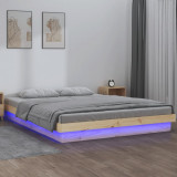Cumpara ieftin Cadru de pat cu LED, 140x190 cm, lemn masiv