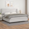 VidaXL Pat box spring cu saltea, alb, 200x200 cm, piele ecologică 3132520