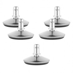 Set 5 Picioare pentru scaun de birou tija 11 mm, Kwmobile, Argintiu/Negru, Otel, 56094.03