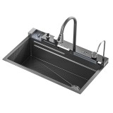 Chiuveta multifunctionala Inox inoxidabil Zzeleno Robinet extensibil Cascada Strecuratoare Tocator Modul Spalare pahare Dozator sapun filtrare apa Afi