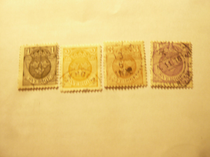 Serie Suedia 1911 filigram linie , stampilate ,4 valori