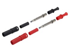 Conector banană 4mm CAL TEST CT3202, mufă 36A neagră/roșie 2,5mm&sup2; nichelat