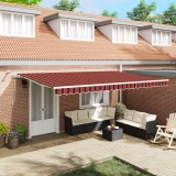 vidaXL Marchiză retractabilă automată cu LED portocalie și maro 500x350 cm