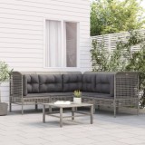 Gossi set mobilier de gradina cu perne, 5 piese, gri, poliratan