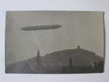 Rara! Carte postala foto originala necirculata Zeppelin deasupra Sibiului 1929, Printata