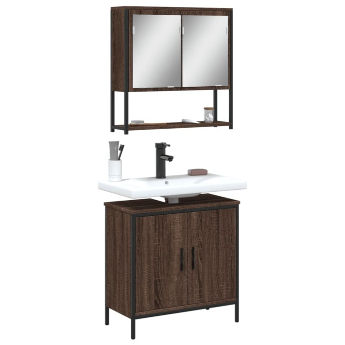 vidaXL Set mobilier de baie, 2 piese, stejar maro, lemn prelucrat 3214664