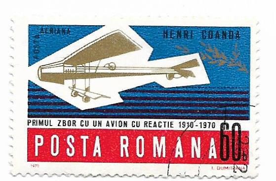 Romania (357) - Avionul cu reactie - Henri Coanda, 1970 - obliterata