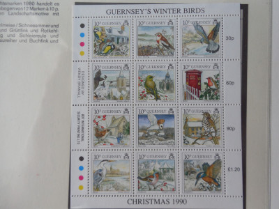 Guernsey-Fauna,pasari de iarna-serie completa in klb,nestampilate MNH foto