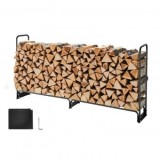 Suport de lemne pentru seminee, Vivatechnix 2570 &times; 360 &times; 1170 mm, Otel, Negru, Husa impermeabila