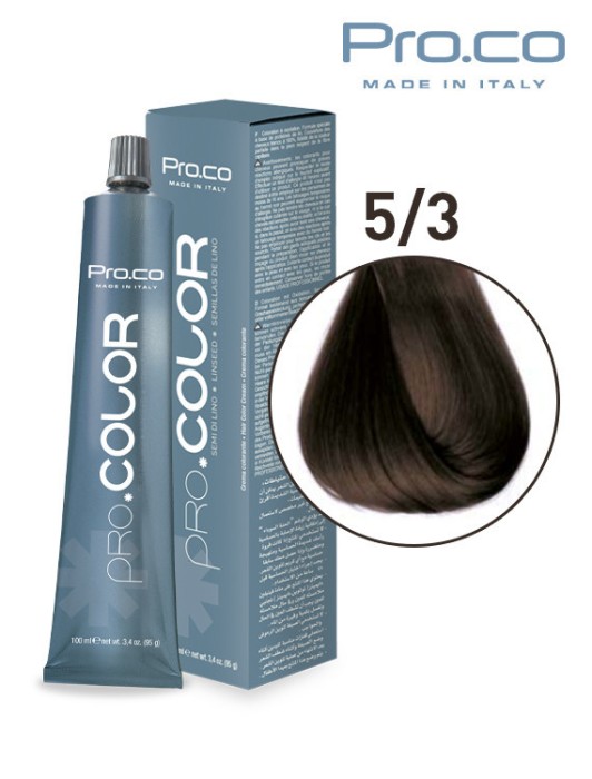 Vopsea de par profesionala PRO.COLOR 100 ml - Pro.Co - 5/3 CASTANIU DESCHIS AURIU