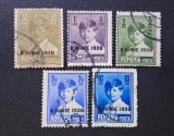 Emisiunea Provizorie "Restaurația / 8 IUNIE 1930" - Lot de 5 Mărci Poștale Supraimprimate (50b, 1L, 2L, 7.50L, 10L, Dintelate, Ștampilate) RO1