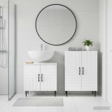 Cumpara ieftin Set de dulapuri pentru baie, 2 piese HAARLEM Alb foarte lucios