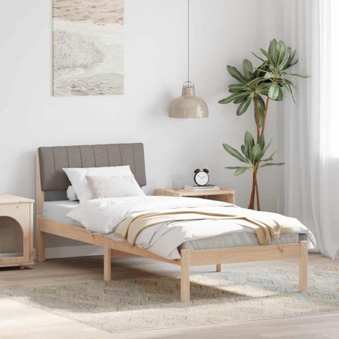 vidaXL Cadru de pat Maroniu și taupe 75 x 190 cm Lemn masiv de pin 878722