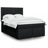 VidaXL Pat box spring cu saltea, negru, 140x190 cm, textil 3293577