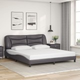 VidaXL Cadru de pat cu tăblie, gri, 180x200 cm, piele ecologică