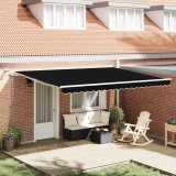 vidaXL Marchiză Retractabilă Automată cu LED Neagră 450x300 cm