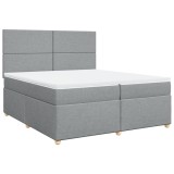 Cumpara ieftin Pat box spring cu saltea, gri deschis, 200x200 cm, textil