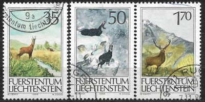 B1036 - Lichtenstein 1986 - Fauna 3v. stampilat ,serie completa foto