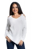 BL965-2 Pulover tricotat cu decolteu in V si decupaje pe umeri, accesorizate cu snur, M, M/L