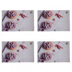 Set suport farfurie pentru servirea mesei, model Pufo Sweet Raspberry, 4 bucati, 44 x 29 cm foto