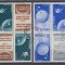 1957 LP 444 b SATELITI ARTIFICIALI AI PAMANTULUI TRIPTIC TETE-BECHE STAMPILAT