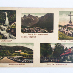 Carte postala veche vedere colaj 1935, Urlatoarea, Poiana Tapului etc. circulata