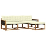 vidaXL Set de canapele de exterior cu pernă 4 pcs Natural și Crem 3381342