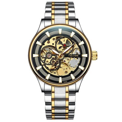 Ceas barbatesc Tevise Analog Skeleton Mecanic Automatic Luxury Otel inoxidabil Business foto