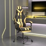 Scaun de gaming pivotant/suport picioare negru/auriu piele eco