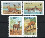 Zambia 1987 Mi 438/41 MNH - WWF: Antilopa de apa