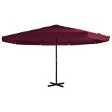 Umbrelă soare exterior vidaXL, st&acirc;lp aluminiu, roșu bordo, 500 cm, protecție UV, grădină