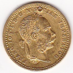 AUSTRIA 1 DUCAT 1915 FRANZ JOSEPH GAURIT CONTRAMARCA YUGOSLAVIA AUR