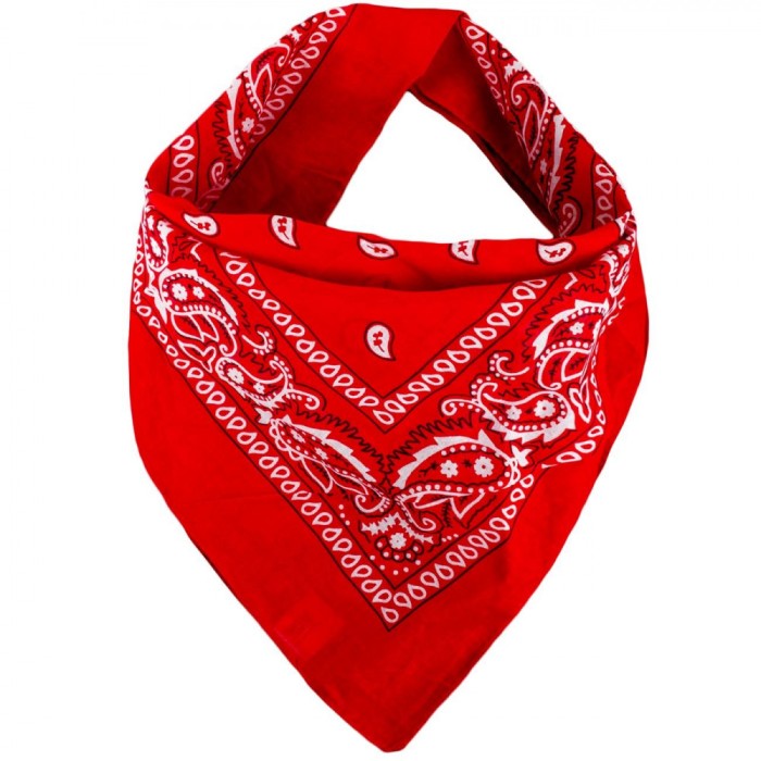Bentiță Păr Damă, Model Paisley, Culoare Roșie, Dimensiuni 54x54cm, Material Bumbac