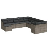 Cumpara ieftin Set canapele de gradina cu perne, 11 piese, gri, poliratan