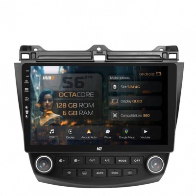 Navigatie Honda Accord 7 (2005-2008) 6GB RAM Android 13 Octacore Slot Sim 4G DSP GPS Wi-FI Carplay Android Auto USB Bluetooth Waze Touchscreen 10.1 In foto