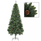 Brad de Crăciun artificial cu conuri de pin, verde, 210 cm