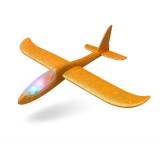 Avion planor polistiren 47 cm cu lumina led, portocaliu &acirc; jucarie outdoor pentru copii