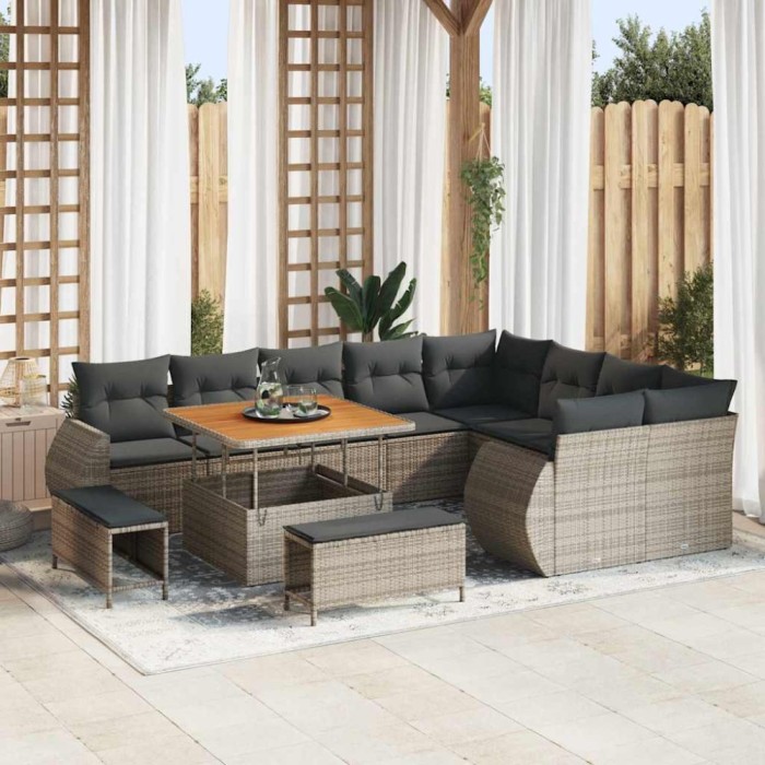 vidaXL Set de canapele pentru grădină 12 pcs Gri 100 x 100 x 71 cm 3363858