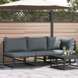 Cumpara ieftin Mobilier pentru Exterior cu pernă cu pernă 3 pcs Negru Aluminiu