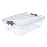 Cutie Depozitare, Capacitate 12L, Transparentă, Plastic, Cu Capace și M&acirc;nere, Oem