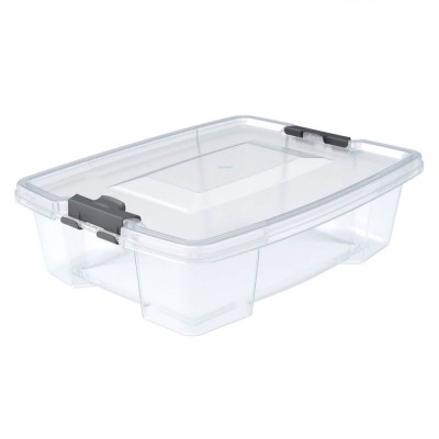 Cutie Depozitare, Capacitate 12L, Transparentă, Plastic, Cu Capace și M&amp;acirc;nere foto