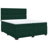 Cumpara ieftin Pat box spring cu saltea, verde inchis, 200x200 cm, catifea