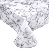 Față de masă PVC, Model Marble, Culoare Alb-Gri, Dimensiuni 180x140 cm