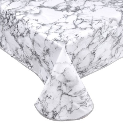 Față de masă PVC, Model Marble, Culoare Alb-Gri, Dimensiuni 180x140 cm foto